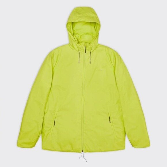 NWT Rains Padded Nylon Jacket S Digital Lime Waterproof Unisex Neon Insulated - Picture 3 of 16